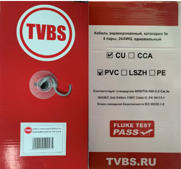 ������ ����� ���� TVBS F/UTP ���.5�, 4�2�24AWG, ����������� CU, �������� PVC ����� (305�)