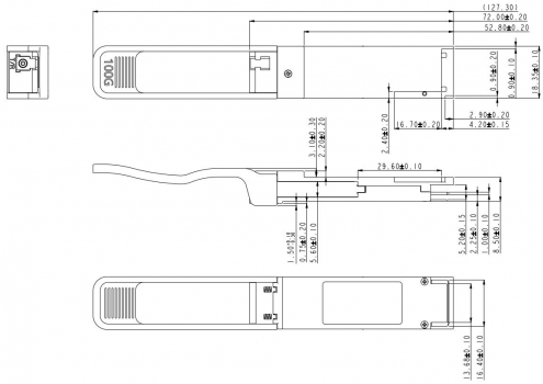 ������ ���������� QSFP28 (100G) WDM, �� 20��, DDM, LC - TS-QSFP28-100G-WDM-B-20L TELSAR